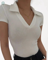 Blusa Feminina Manga Curta de Colarinho | Rest Money™