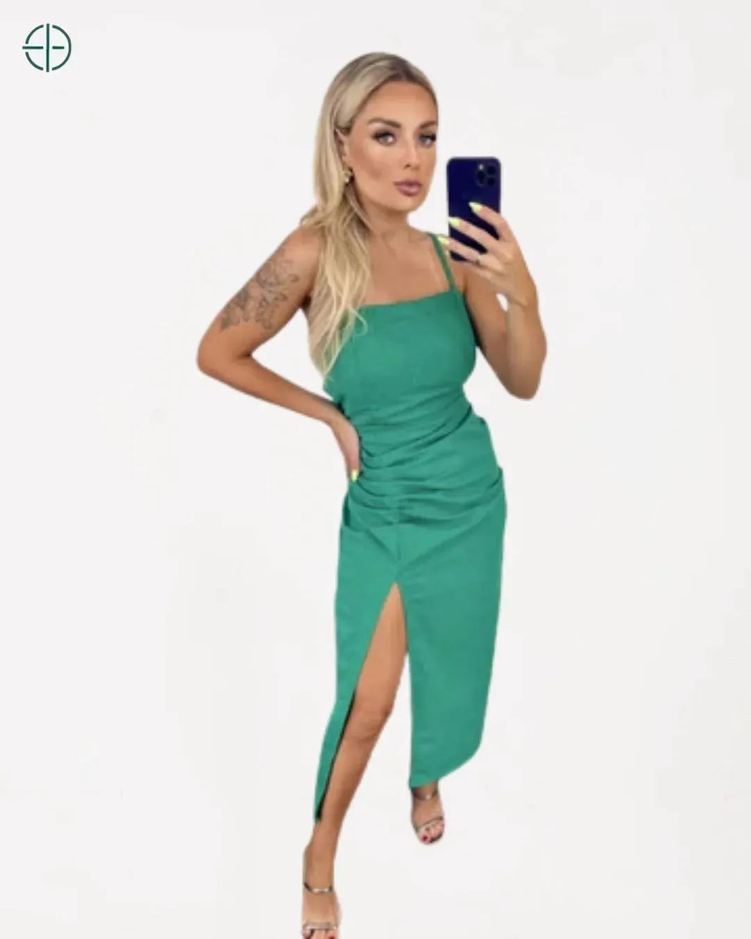 Vestido Midi de Linho | Amarração nas Costas Drapeado | Rest Money™