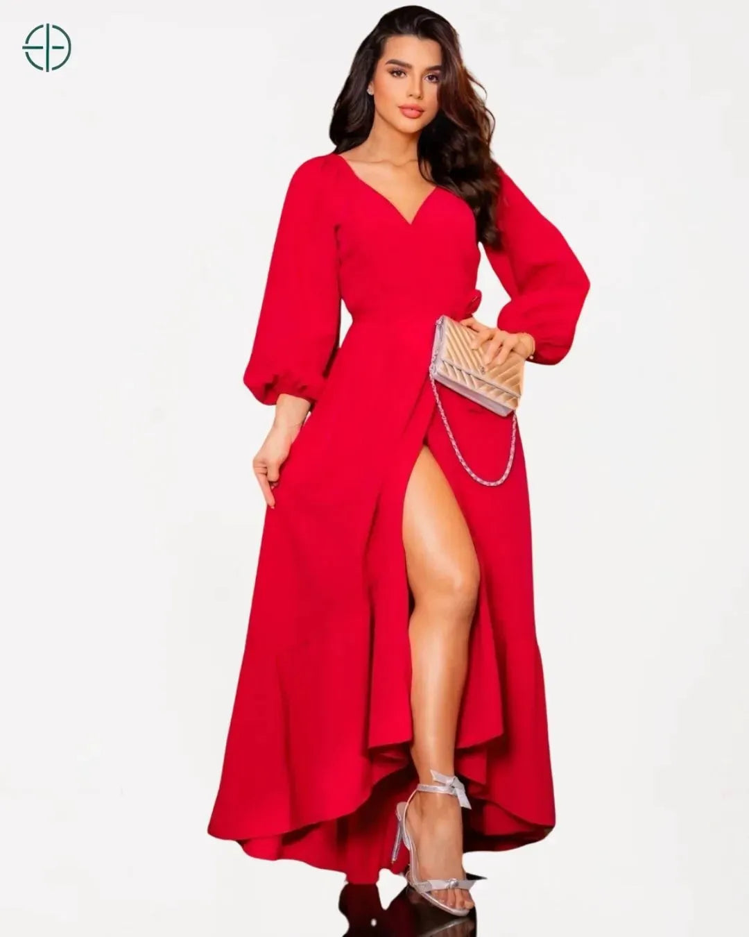 Vestido Longo Manga Longa Envelope Transpassado | Rest Money™