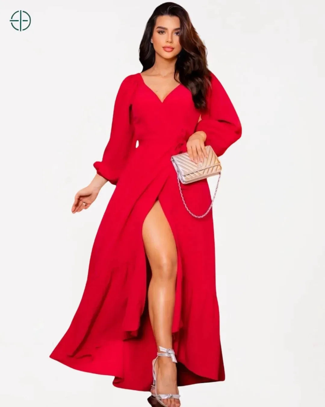 Vestido Longo Manga Longa Envelope Transpassado | Rest Money™