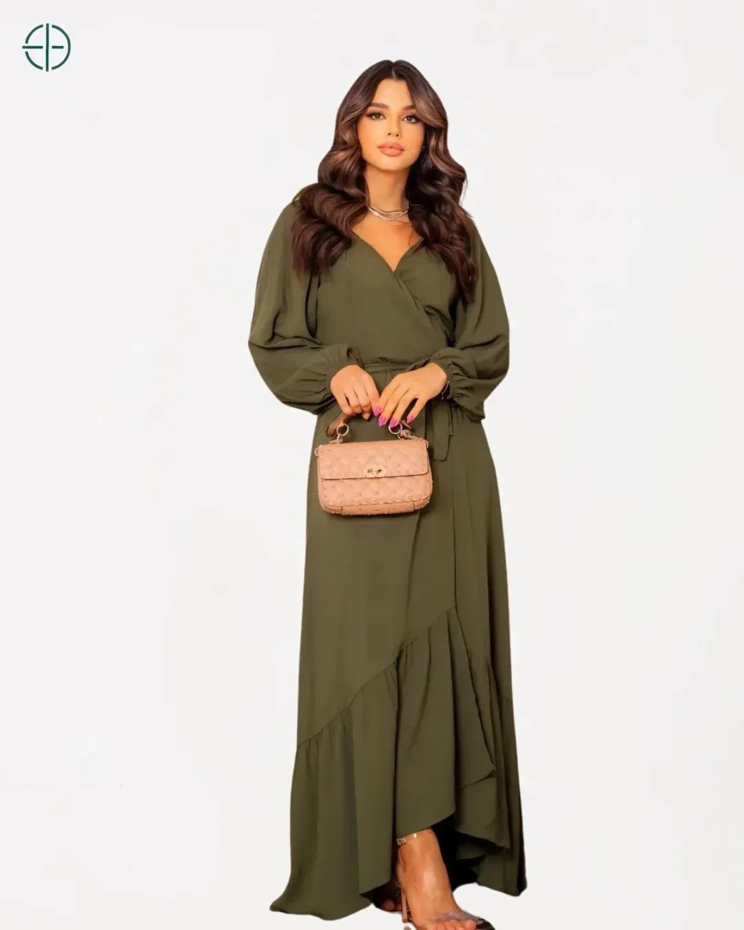 Vestido Longo Manga Longa Envelope Transpassado | Rest Money™