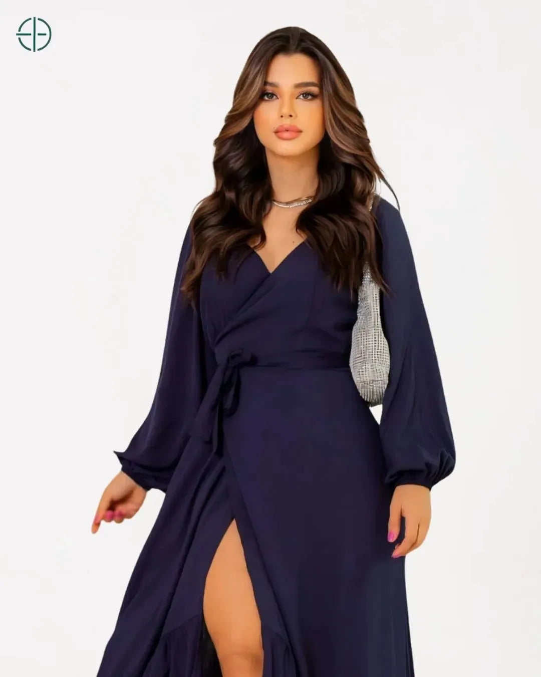 Vestido Longo Manga Longa Envelope Transpassado | Rest Money™