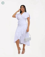 Vestido de Viscolinho Envelope Longo Manga Curta | Rest Money™