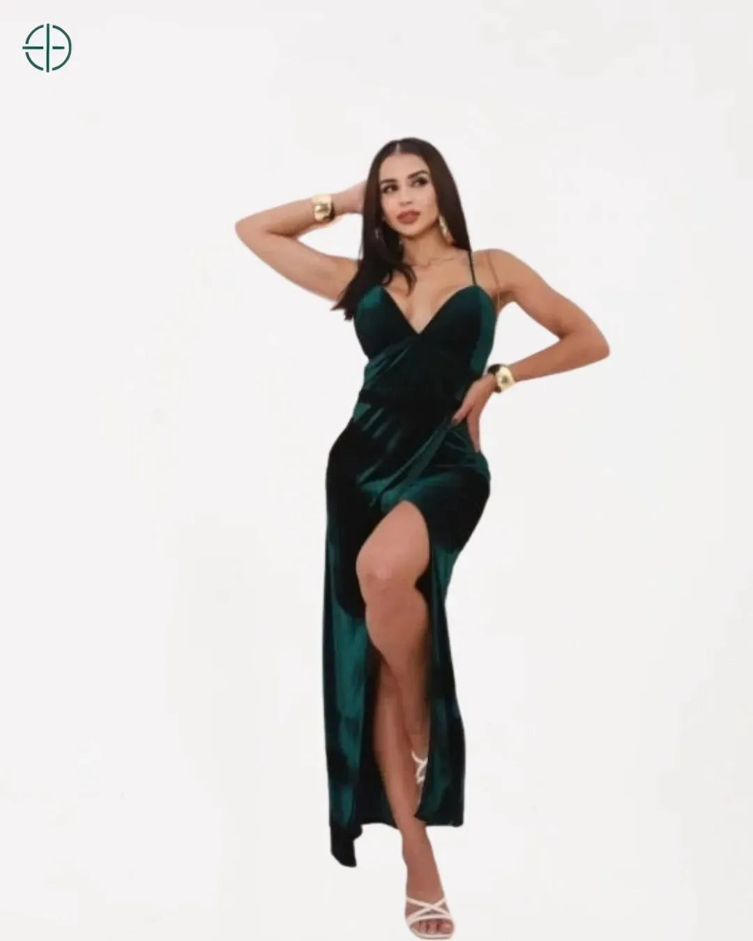 Vestido Alça e Fenda em Veludo Cristal | Rest Money™