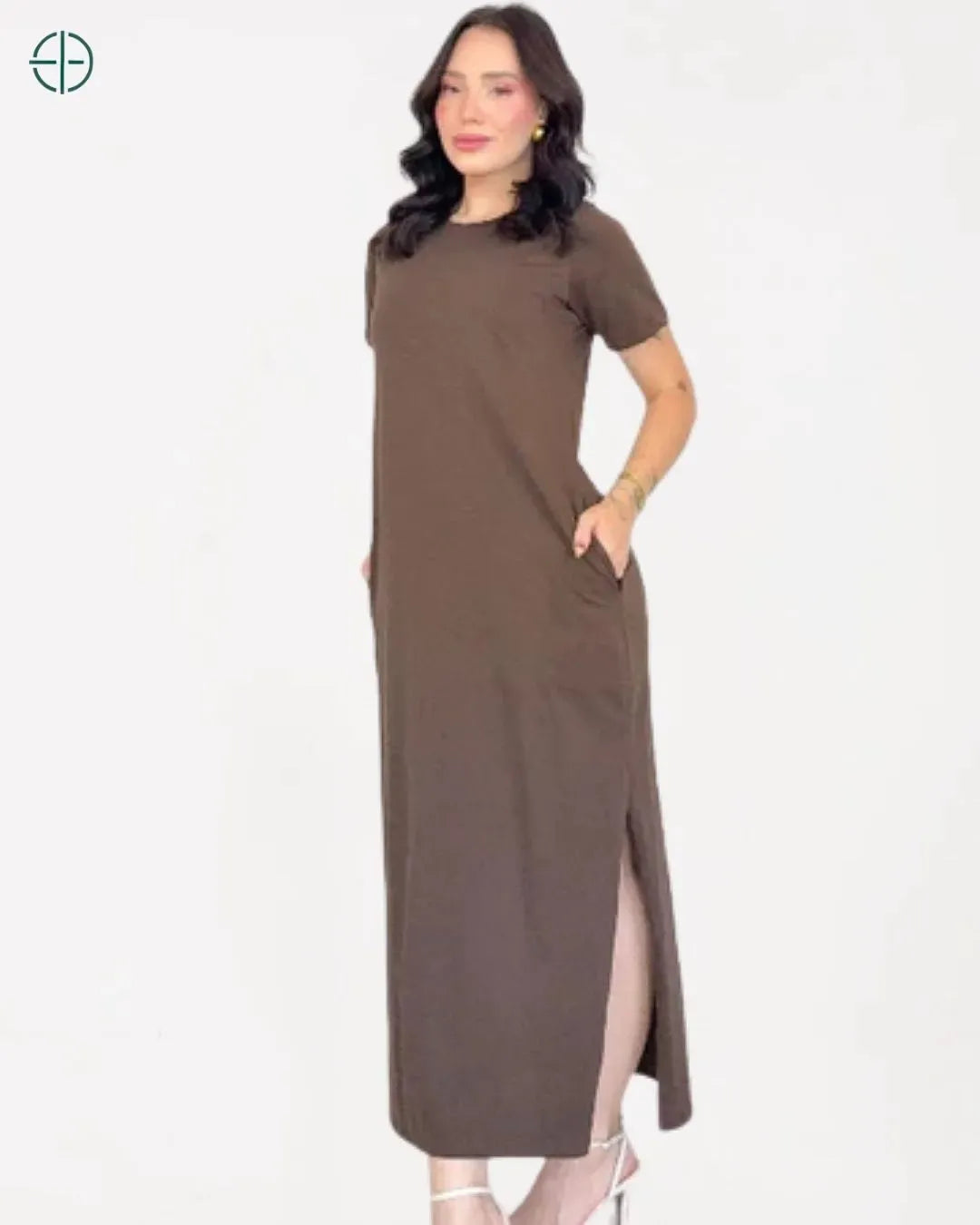 Vestido Longo Algodão Com Bolso e Fenda | Rest Money™