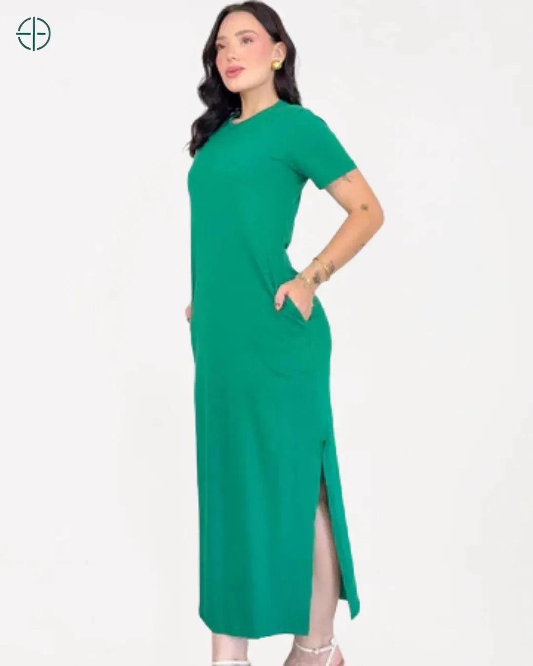 Vestido Longo Algodão Com Bolso e Fenda | Rest Money™