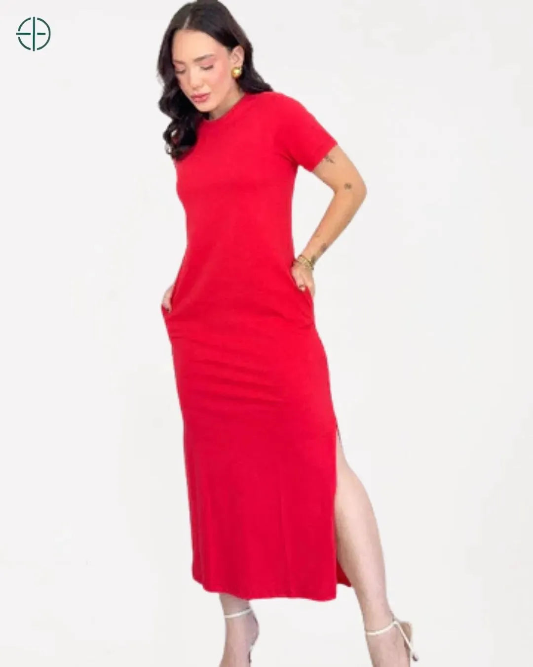 Vestido Longo Algodão Com Bolso e Fenda | Rest Money™