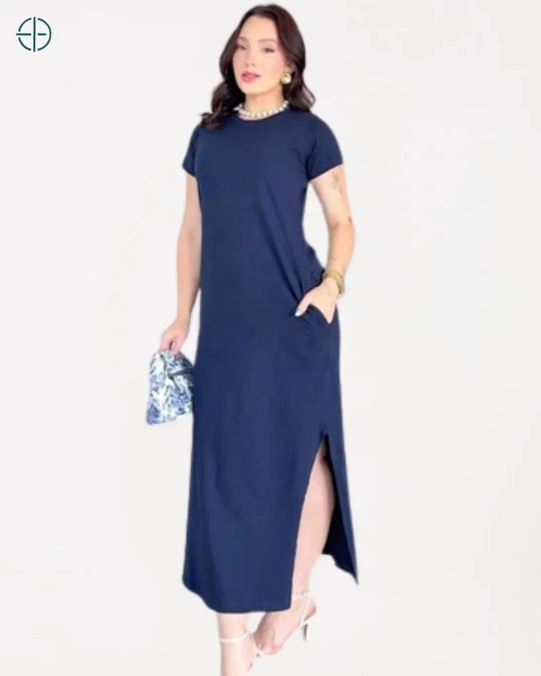 Vestido Longo Algodão Com Bolso e Fenda | Rest Money™