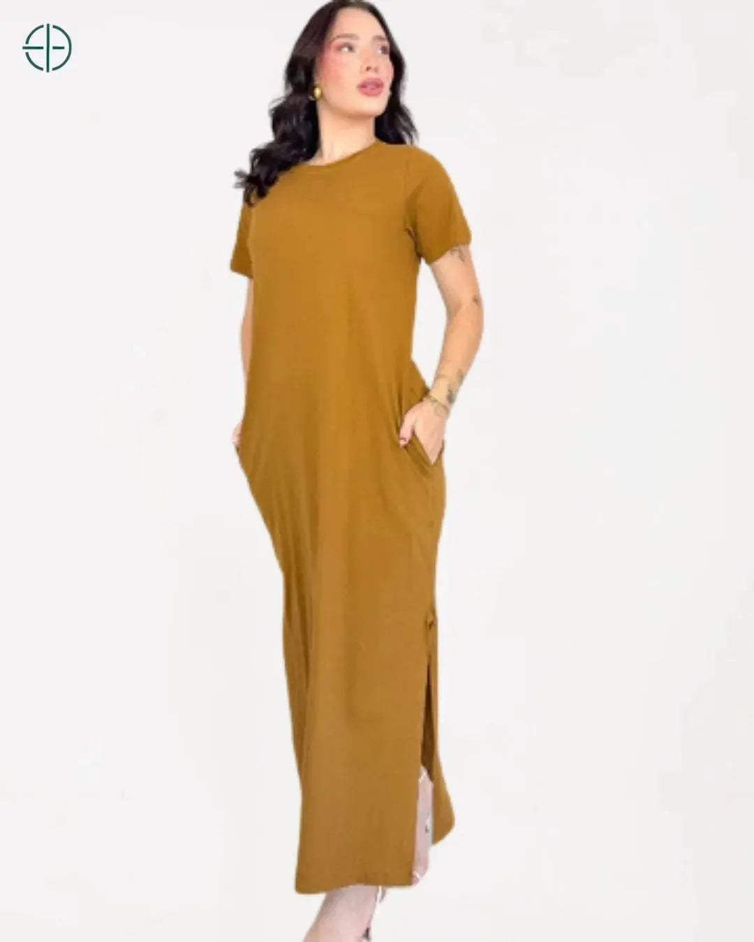 Vestido Longo Algodão Com Bolso e Fenda | Rest Money™