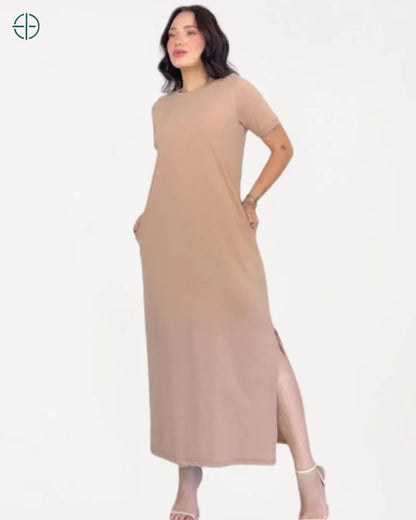Vestido Longo Algodão Com Bolso e Fenda | Rest Money™