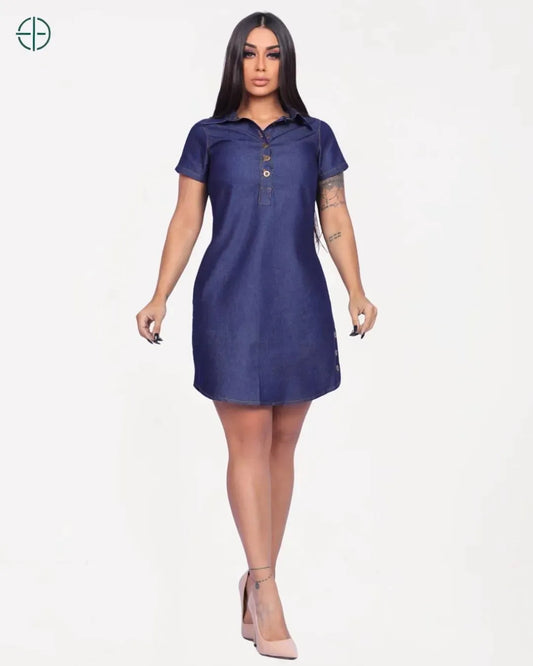 Vestido Chamise Jeans com Botões | Rest Money™