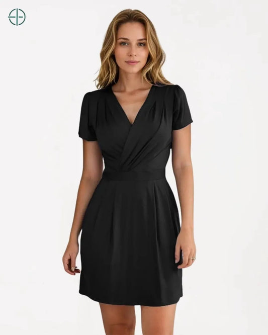 Vestido Curto Transpassado Envelope Manga Curta | Rest Money™