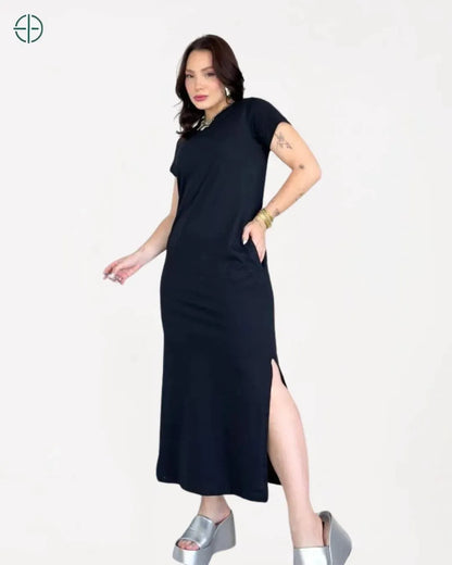 Vestido Longo Algodão Com Bolso e Fenda | Rest Money™