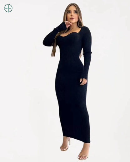 Vestido Longo Canelado Tricot | Rest Money™