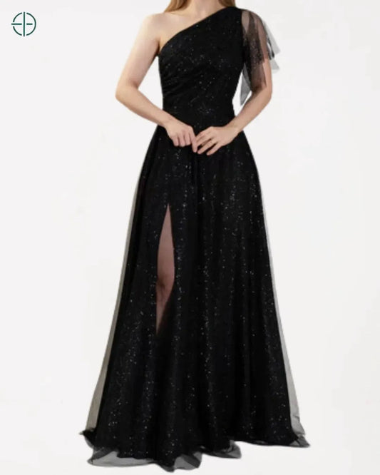 Vestido Longo com Fenda | Ombro Unico | Rest Money™