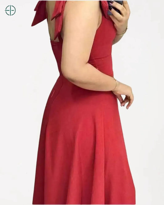 Vestido de Linho Longo com Laço | Rest Money™