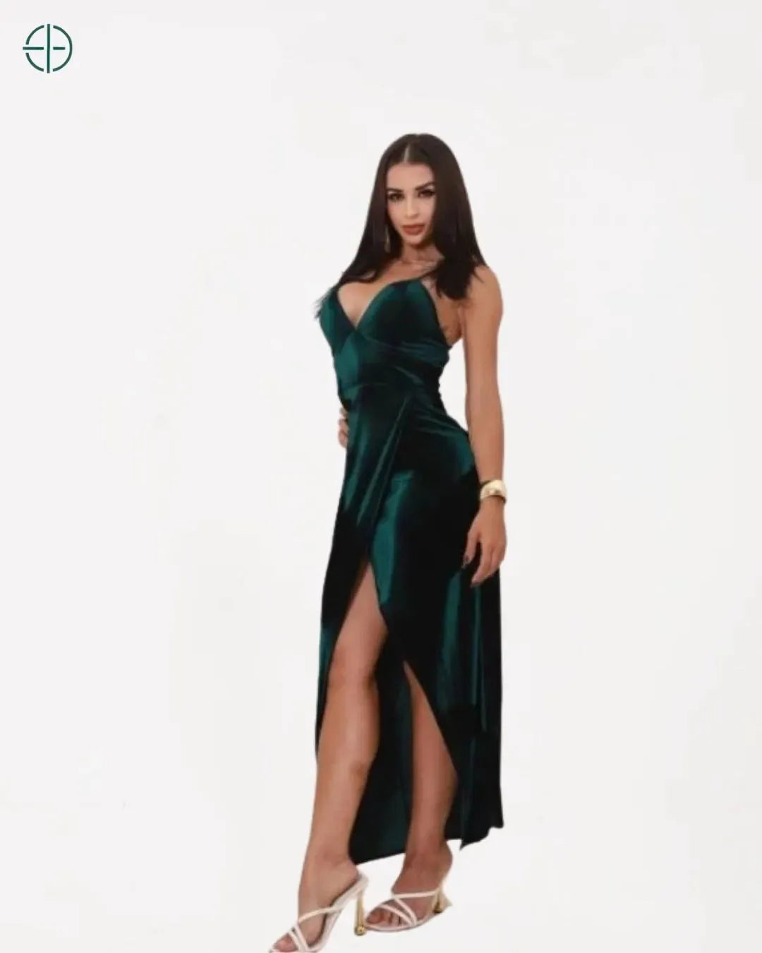 Vestido Alça e Fenda em Veludo Cristal | Rest Money™