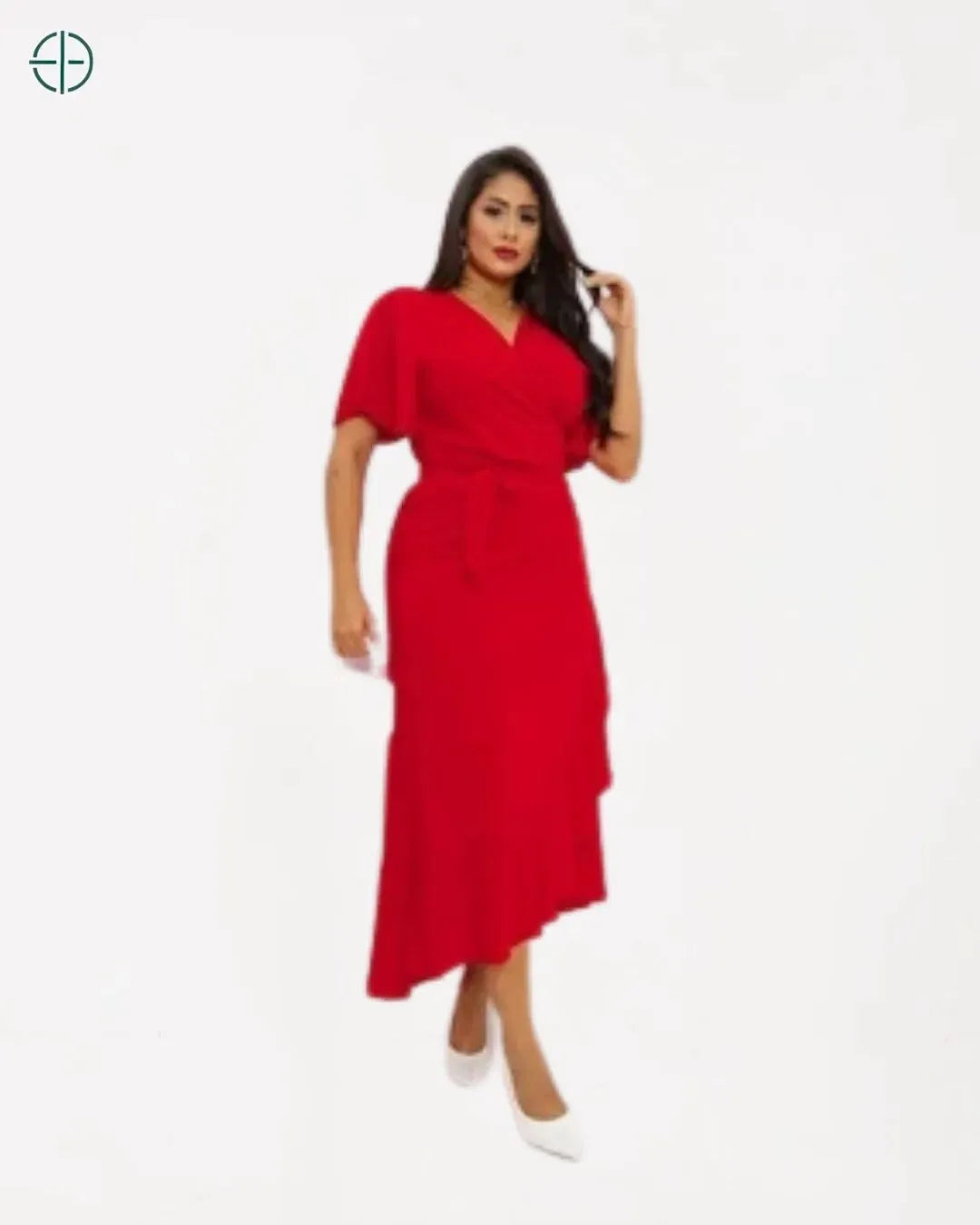 Vestido de Viscolinho Envelope Longo Manga Curta | Rest Money™