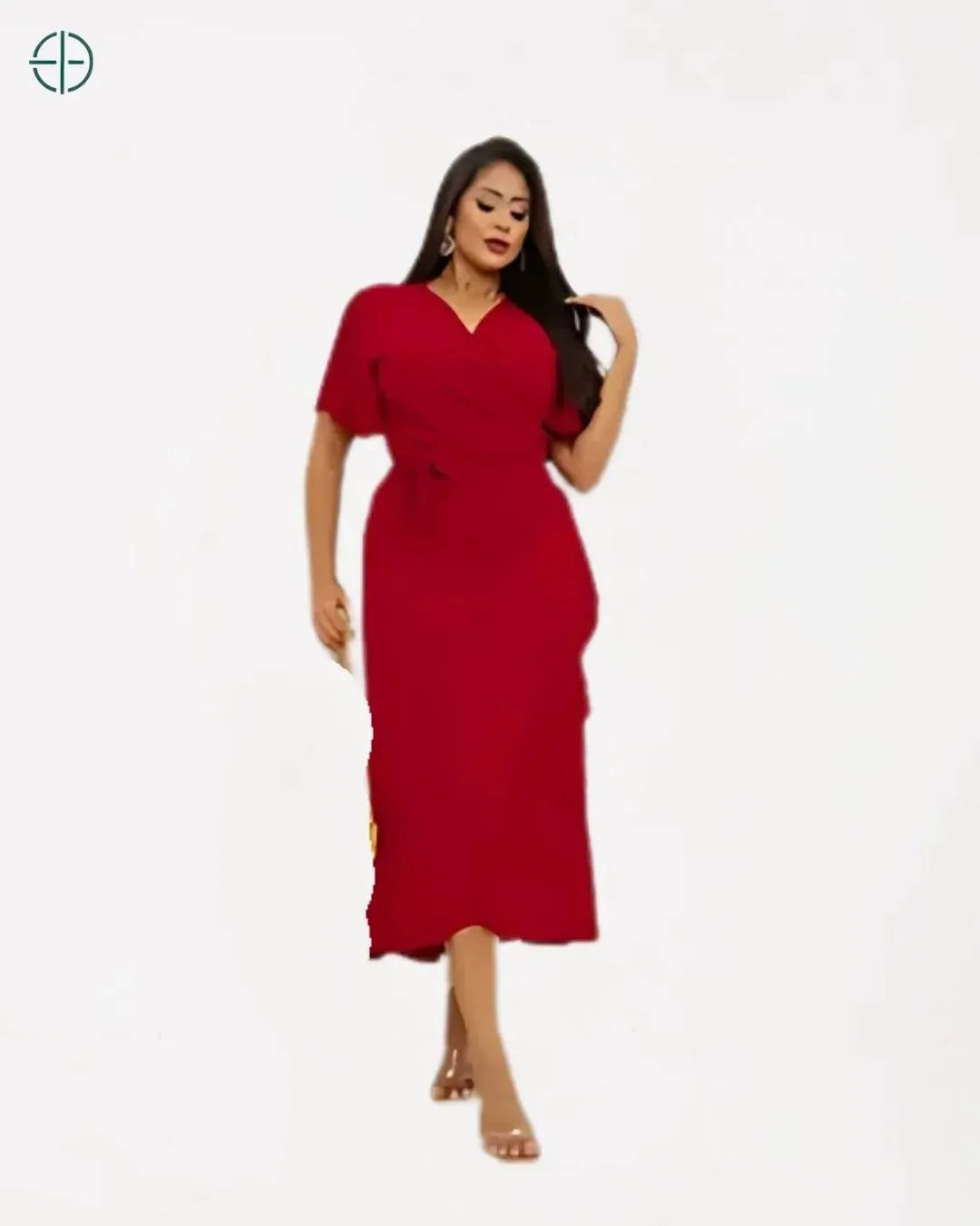 Vestido de Viscolinho Envelope Longo Manga Curta | Rest Money™